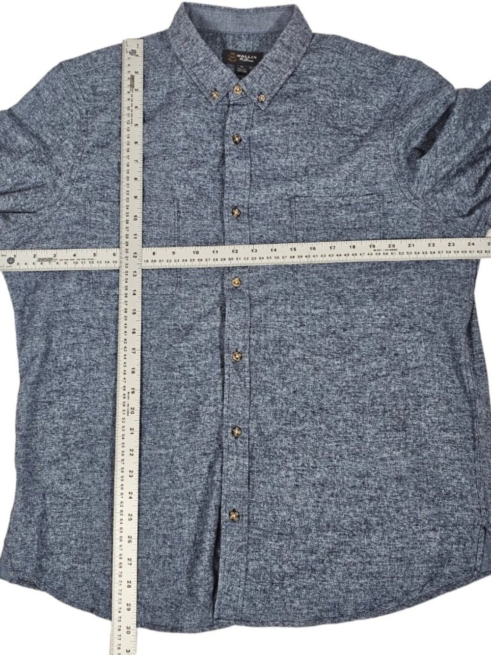 Wallin Bros Button Up Long Sleeve Shirt Size XL Blue Cotton